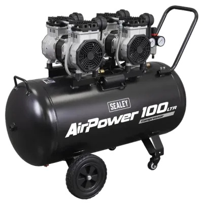Sealey -SAC10001S 100L Oil Free Low Noise Direct Drive Air Compressor 2 x 2hp