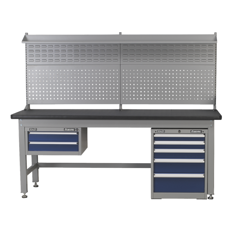Sealey 2.1m Complete Industrial Workstation & Cabinet Combo Model No. API2100COMB02 ( Optionally also available in 1.8 & 1.5 m Sizes) Sealey 2.1m Complete Industrial Workstation & Cabinet Combo Model No. API2100COMB02 ( Optionally also available in 1.8 & 1.5 m Sizes)