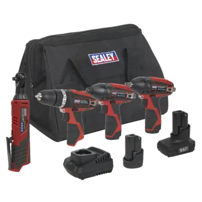Sealey CP1200COMBO 4 x SV12 Series Cordless Power Tool Kit 12V - 2 Batteries Sealey CP1200COMBO 4 x SV12 Series Cordless Power Tool Kit 12V - 2 Batteries