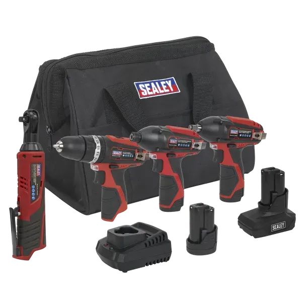 Sealey CP1200COMBO  4 x SV12 Series Cordless Power Tool Kit 12V - 2 Batteries