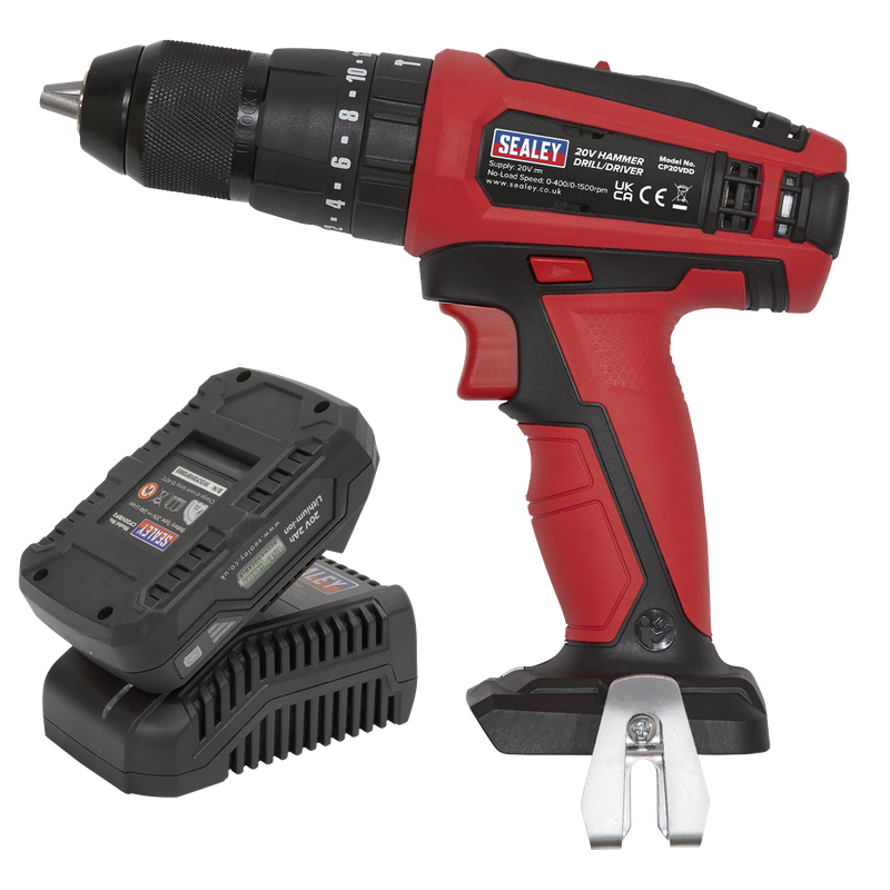 Sealey  CP20VDDKIT1  Combi Drill/Driver Kit Ø13mm 20V 2Ah SV20 Series Lithium-ion