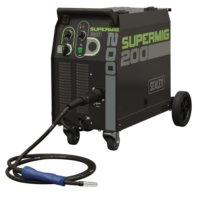 Sealey SUPERMIG200    Professional Gas/Gasless MIG Welder with Binzel® Euro Torch 200A 230V