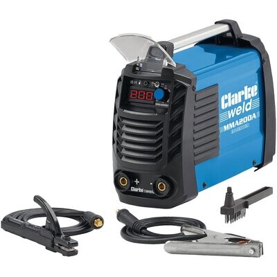 Clarke MMA200A ARC/MMA Inverter Welder (230V) ( Optional Mild Steel welding Electrodes) Clarke MMA200A ARC/MMA Inverter Welder (230V) ( Optional Mild Steel welding Electrodes)