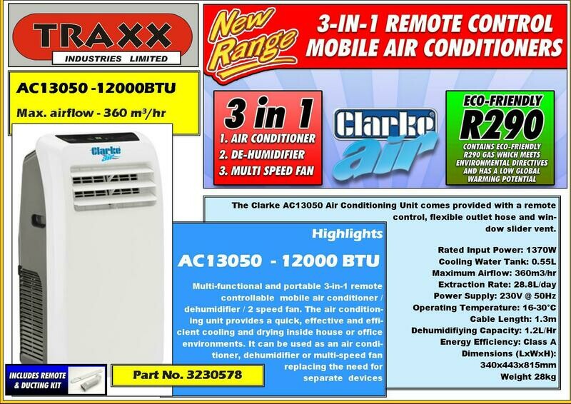 Clarke AC13050 Air Conditioner (Remote Control , Mobile, 3 in 1) Clarke AC13050 Air Conditioner (Remote Control , Mobile, 3 in 1)