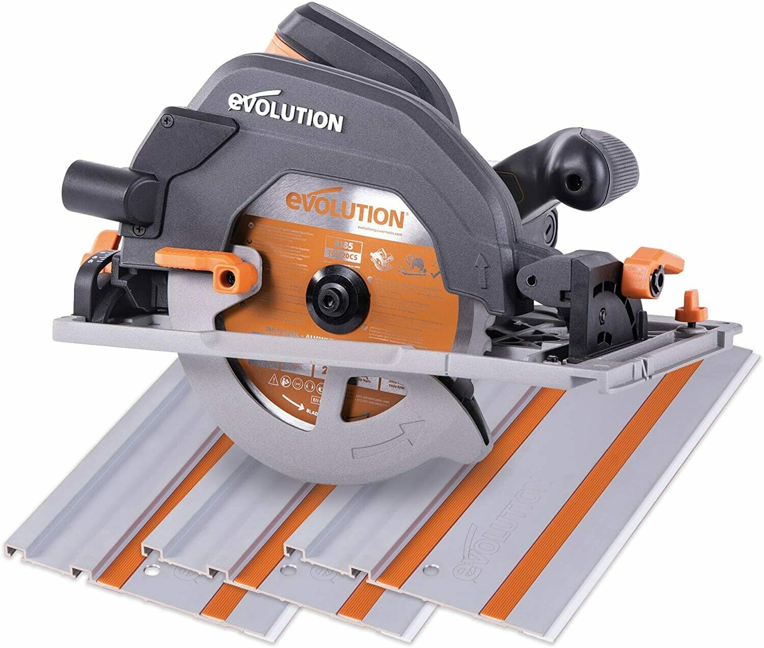 Evolution R185CCSX 185mm Circular Saw with 1020mm Track and TCT Multi-Material Cutting Blade Evolution R185CCSX 185mm Circular Saw with 1020mm Track and TCT Multi-Material Cutting Blade