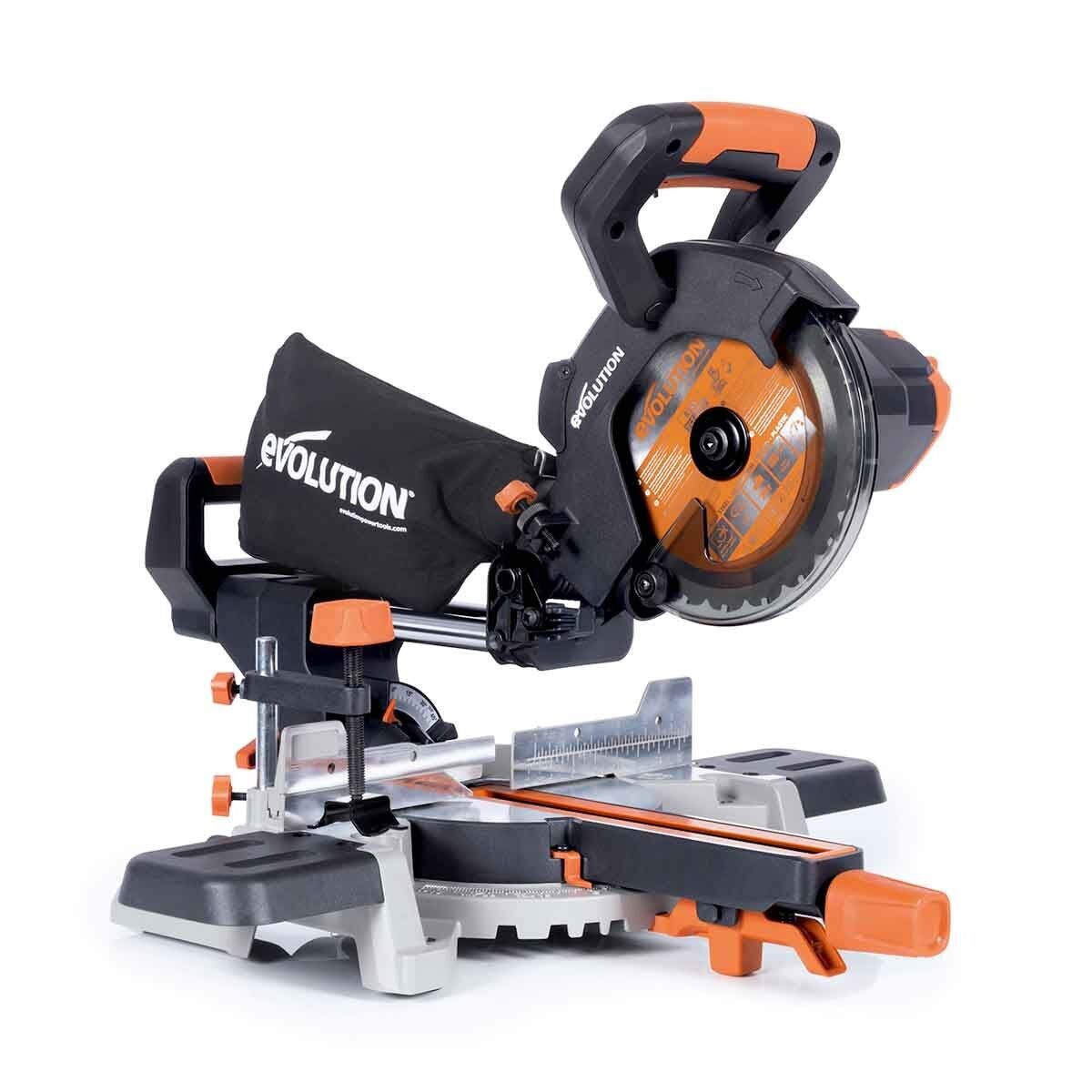 Evolution Cordless R185SMS-Li 185mm Sliding Mitre Saw 18v Li-Ion EXT Inc Multi-Material Blade ( Without Charger & 4Ah Battery) 064-0001 Evolution Cordless R185SMS-Li 185mm Sliding Mitre Saw 18v Li-Ion EXT Inc Multi-Material Blade ( Without Charger & 4Ah Battery) 064-0001