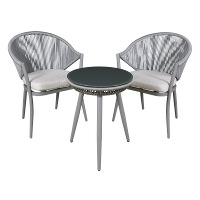 Dellonda Echo 3 Piece Aluminium Balcony Set with Tempered Glass Top - DG58 Dellonda Echo 3 Piece Aluminium Balcony Set with Tempered Glass Top - DG58