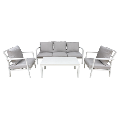 Dellonda Kyoto 4 Piece Aluminium Outdoor Garden Sofa Arm Chair Coffee Table Set Dellonda Kyoto 4 Piece Aluminium Outdoor Garden Sofa Arm Chair Coffee Table Set