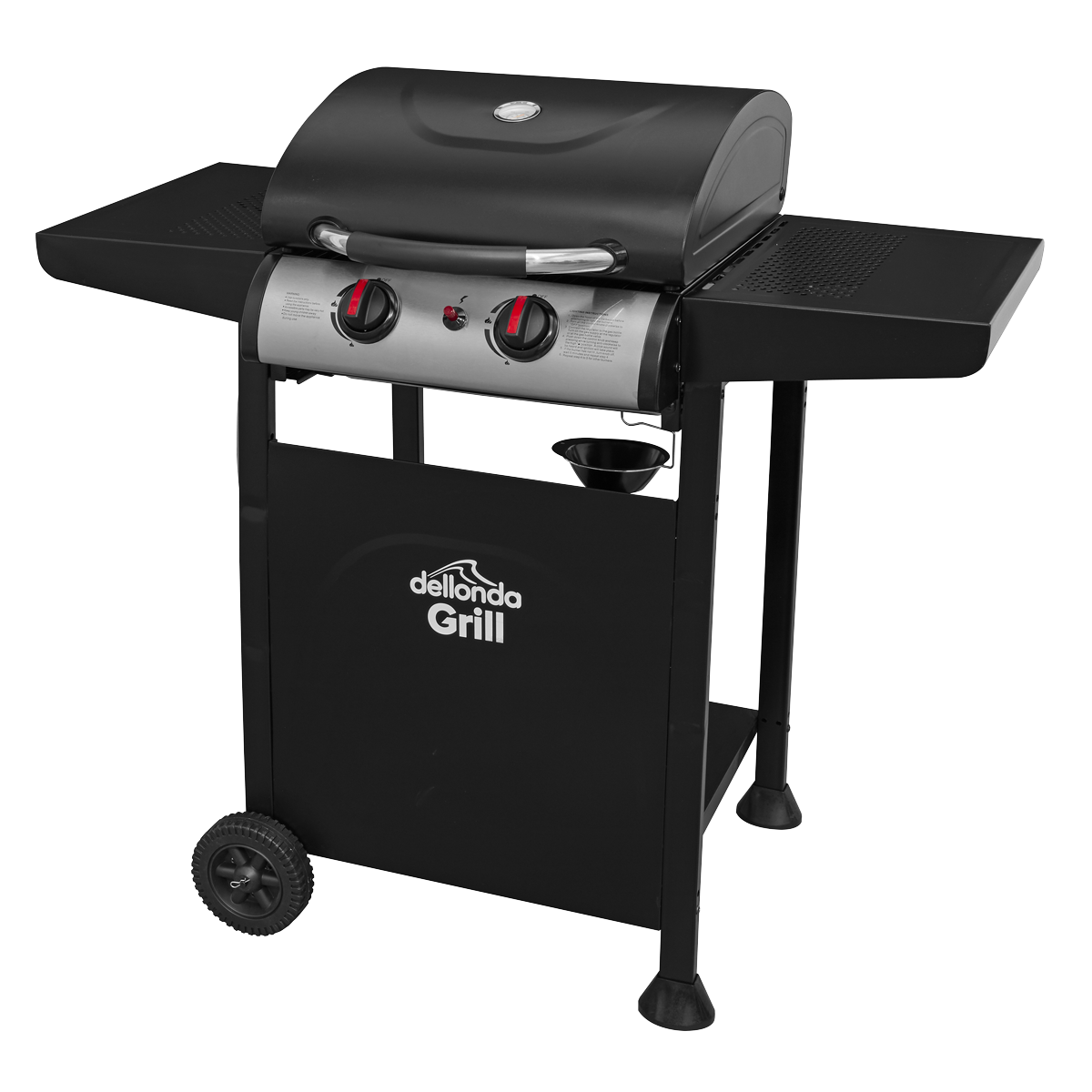 Dellonda 2 Burner Gas BBQ Grill, Ignition, Thermometer, Black/Stainless Steel - DG13 Dellonda 2 Burner Gas BBQ Grill, Ignition, Thermometer, Black/Stainless Steel - DG13