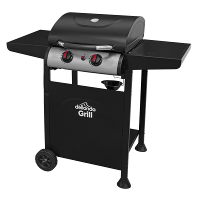 Dellonda 2 Burner Gas BBQ Grill, Ignition, Thermometer, Black/Stainless Steel - DG13 Dellonda 2 Burner Gas BBQ Grill, Ignition, Thermometer, Black/Stainless Steel - DG13