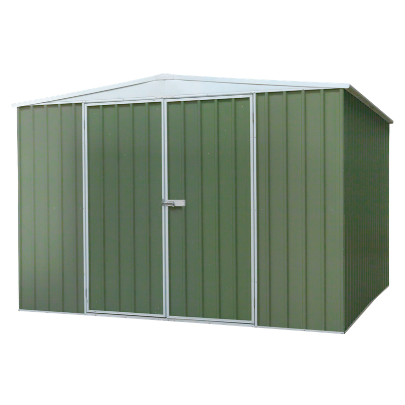 Dellonda Galvanised Steel Metal Garden/Outdoor/Storage Shed, 10FT x 10FT, Apex Style Roof - Green - DG116 Dellonda Galvanised Steel Metal Garden/Outdoor/Storage Shed, 10FT x 10FT, Apex Style Roof - Green - DG116