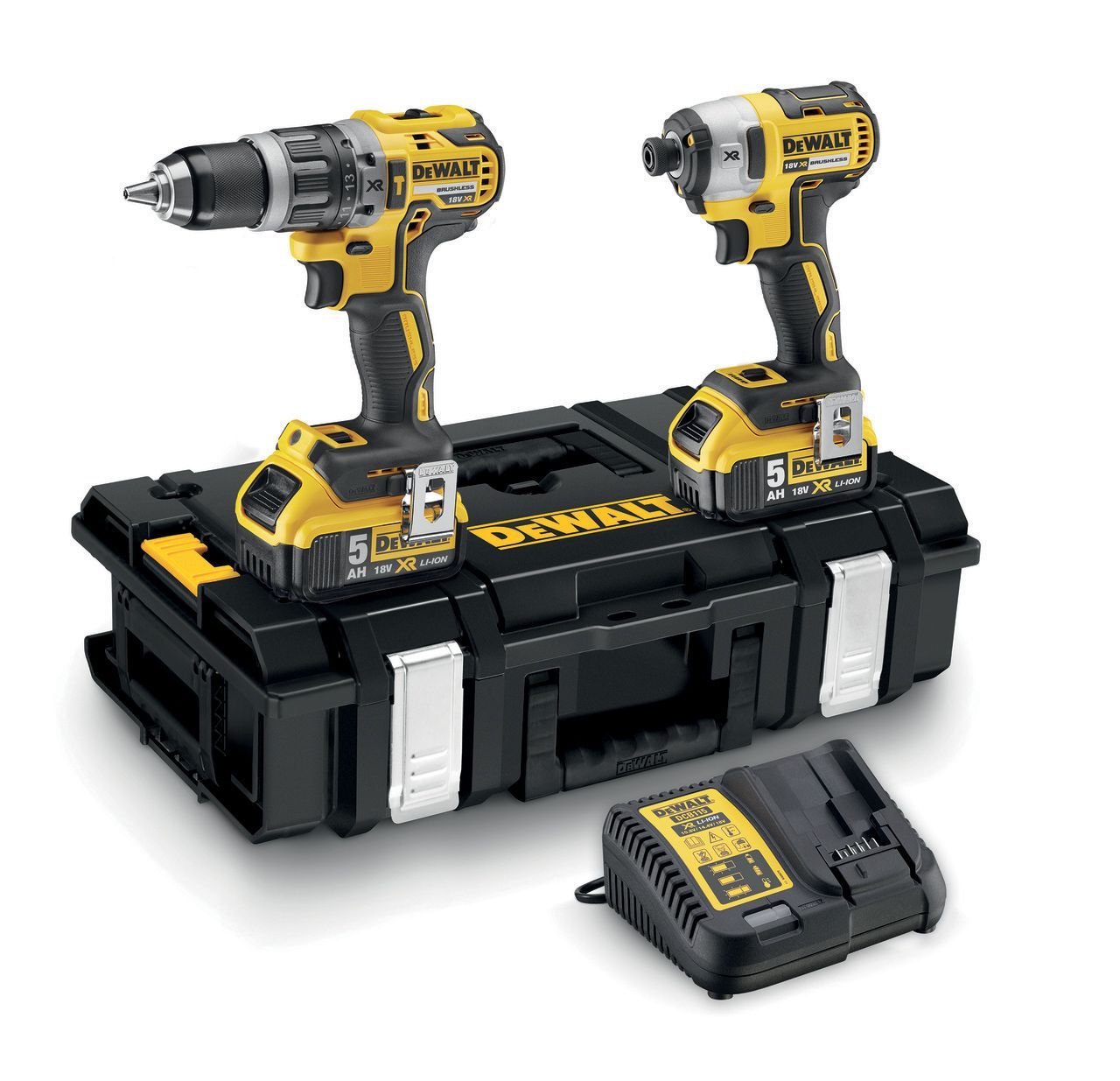 DEWALT DCK266P2 18v XR Brushless Combi Drill & Impact Driver Twin Kit with 2x 5.0Ah Batteries, Charger and a Tough System Carry Case Twin pack DEWALT DCK266P2 18v XR Brushless Combi Drill & Impact Driver Twin Kit with 2x 5.0Ah Batteries, Charger and a Tough System Carry Case Twin pack