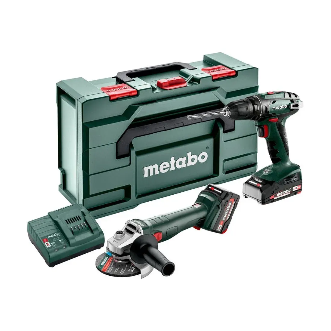 Metabo 2.4.3 18v Drill Driver & Angle Grinder Combo Set Inc 1x 2.0Ah & 1x 4.0Ah Batteries & Charger Metabo 2.4.3 18v Drill Driver & Angle Grinder Combo Set Inc 1x 2.0Ah & 1x 4.0Ah Batteries & Charger