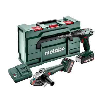 Metabo 2.4.3 18v Drill Driver & Angle Grinder Combo Set Inc 1x 2.0Ah & 1x 4.0Ah Batteries & Charger Metabo 2.4.3 18v Drill Driver & Angle Grinder Combo Set Inc 1x 2.0Ah & 1x 4.0Ah Batteries & Charger