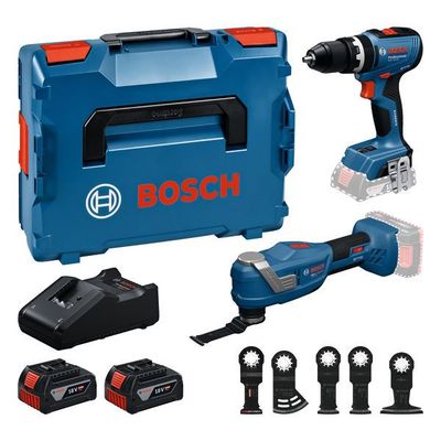 BOSCH GOP18V-30+GSB18V-65 18v Twin pack 2 x 5.0Ah Li-ion batteries and charger BOSCH GOP18V-30+GSB18V-65 18v Twin pack 2 x 5.0Ah Li-ion batteries and charger