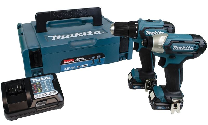 Makita CLX224AJ 12V Max Impact & Drill Driver Combo Kit with 2x 2.0Ah Batteries Makita CLX224AJ 12V Max Impact & Drill Driver Combo Kit with 2x 2.0Ah Batteries