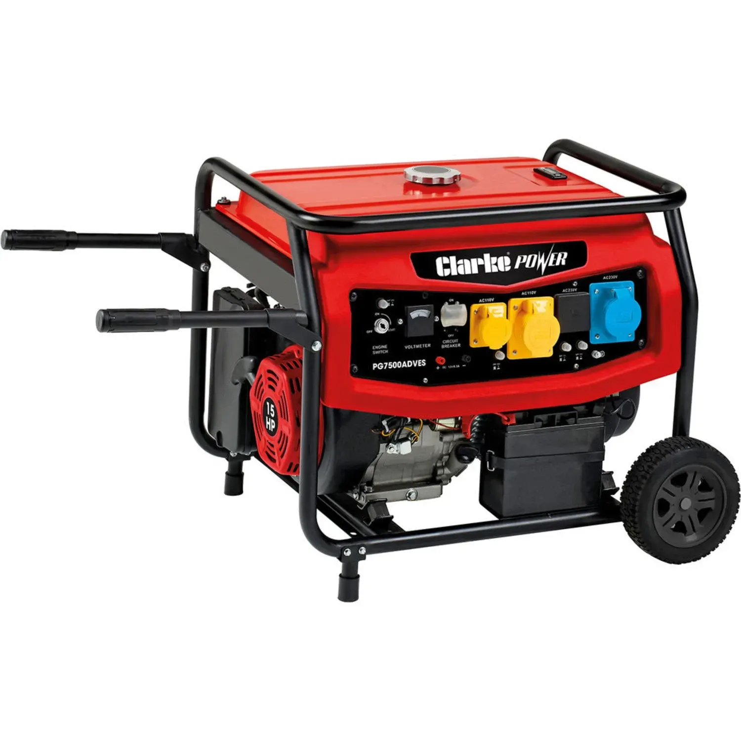 Clarke PG7500ADVES 6.5kVA Dual Voltage (230V/110V) Petrol Generator Clarke PG7500ADVES 6.5kVA Dual Voltage (230V/110V) Petrol Generator