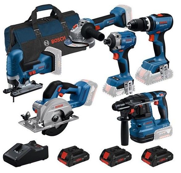 BOSCH 6PCE TOOL KIT 18v  6 pack c/w   3 x 4.0Ah ProCORE Li-ion batteries and charger