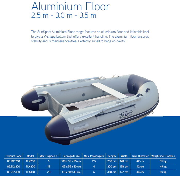 Sun Sport / Talamex / Comfortline Ally Deck, Air Deck Inflatable Boat:  2.3 ~ 2.5 ~ 3 ~ 3.5 M