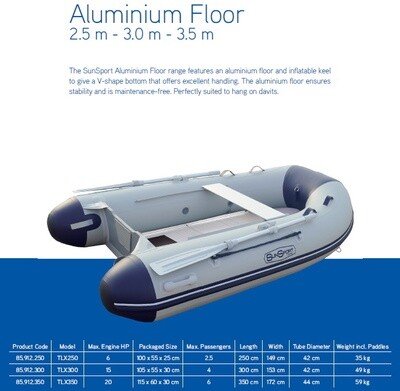 Sun Sport / Talamex / Comfortline Ally Deck, Air Deck Inflatable Boat: 2.3 ~ 2.5 ~ 3 ~ 3.5 M