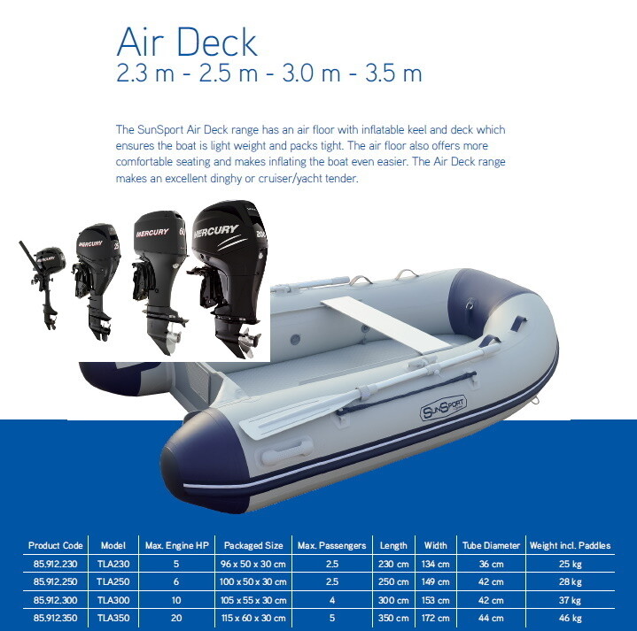 Sun Sport / Talamex, Flat Air Deck AD 250 / Selection of Motors MAKE SELECTION TO SEE PRICING