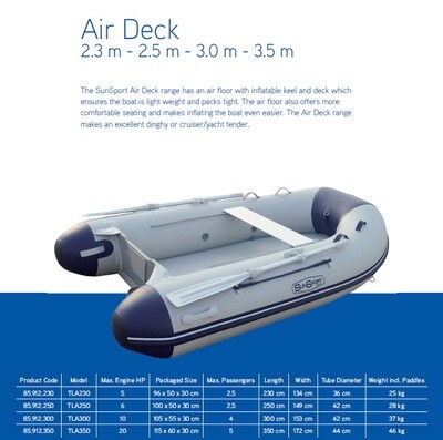 Comfort Line / Sun Sport / Talamex, AD FLAT Air Deck Inflatable Craft 2.3m - 3.5m:  SELECT MODEL FOR PRICE