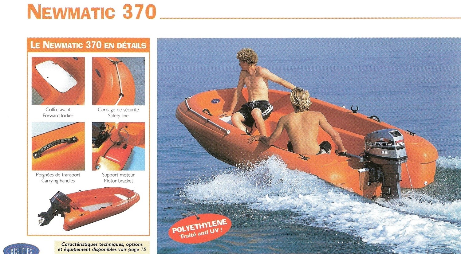 370 Rigiflex Newmatic Cap (White, Green, Blue) Rescue / Sports Boat