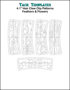 4.1&quot; Hair Claw Clip Patterns - Feathers &amp; Flowers  **PDF**