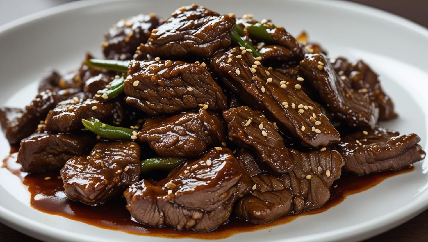 Beef Strips with sticky BBQ Sauce (no rice)