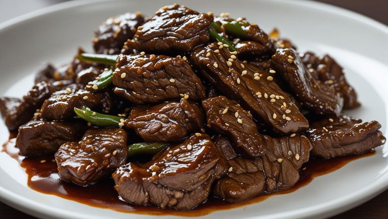 Beef Strips with sticky BBQ Sauce (no rice)