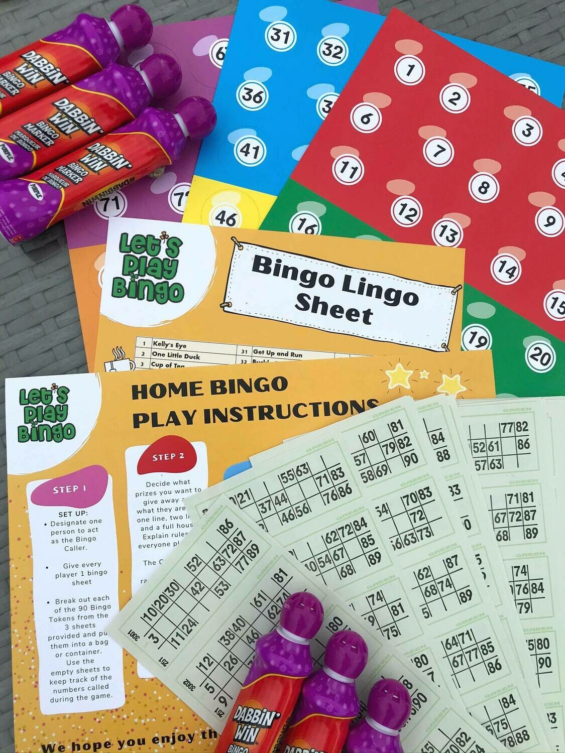 HOME BINGO KIT + 6 DABBERS