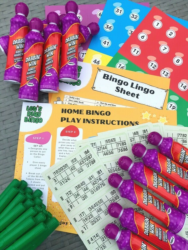 HOME BINGO KIT + 12 DABBERS &amp; 20 MARKERS