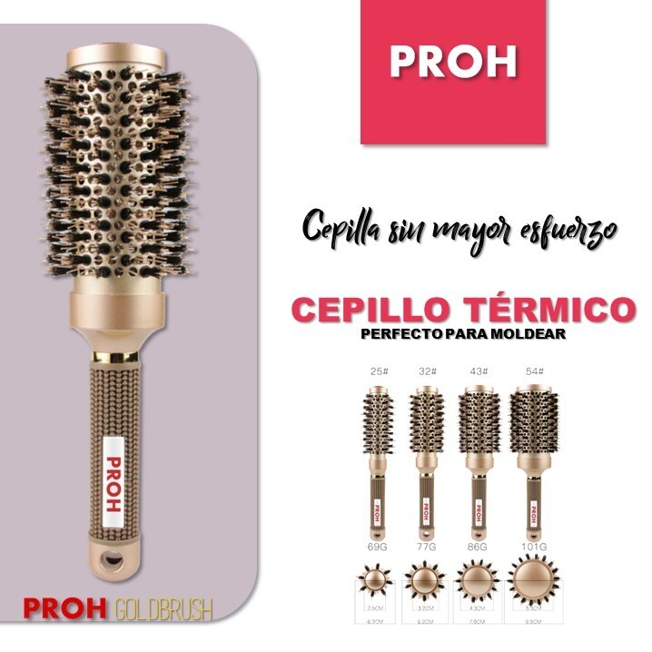 Cepillos para Cabello PROH GOLD BRUSH, Juego de 4 Cepillos Profesionales