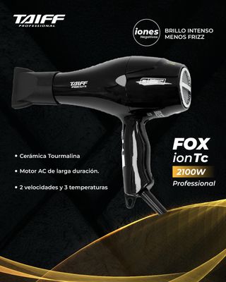 Secadora de Cabello TAIFF Fox Ion TC 2100W Black Secadora de Cabello TAIFF Fox Ion TC 2100W Black