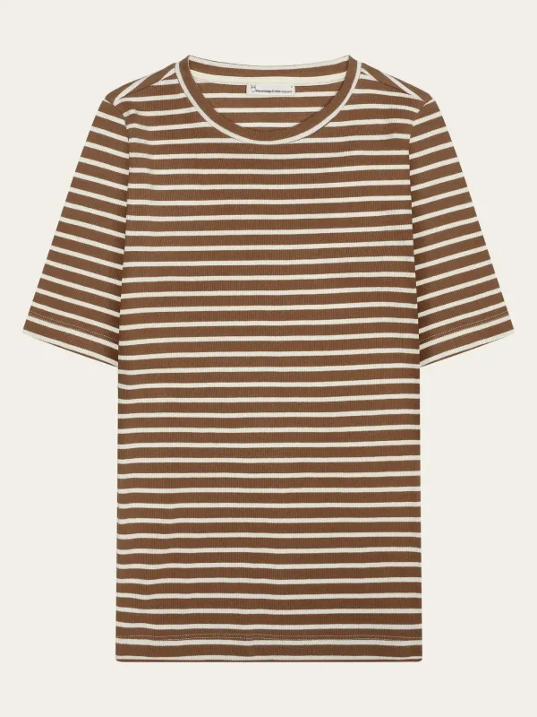 KnowledgeCottonApparel Striped rib T-Shirt Damen