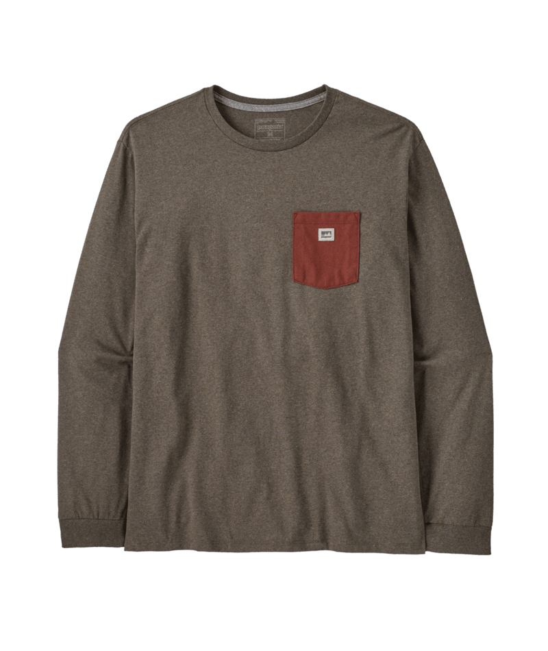 Patagonia L/S Shop Sticker Pocket Responsibili-Tee Patagonia L/S Shop Sticker Pocket Responsibili-Tee, Größe: M, Farbe: Marlow Brown