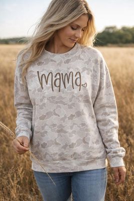Embroidered Mama camo sweatshirt