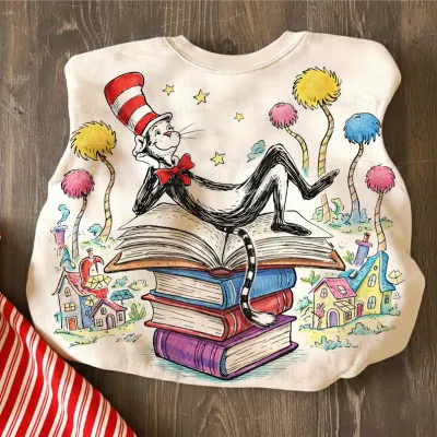 Cat in the hat with books