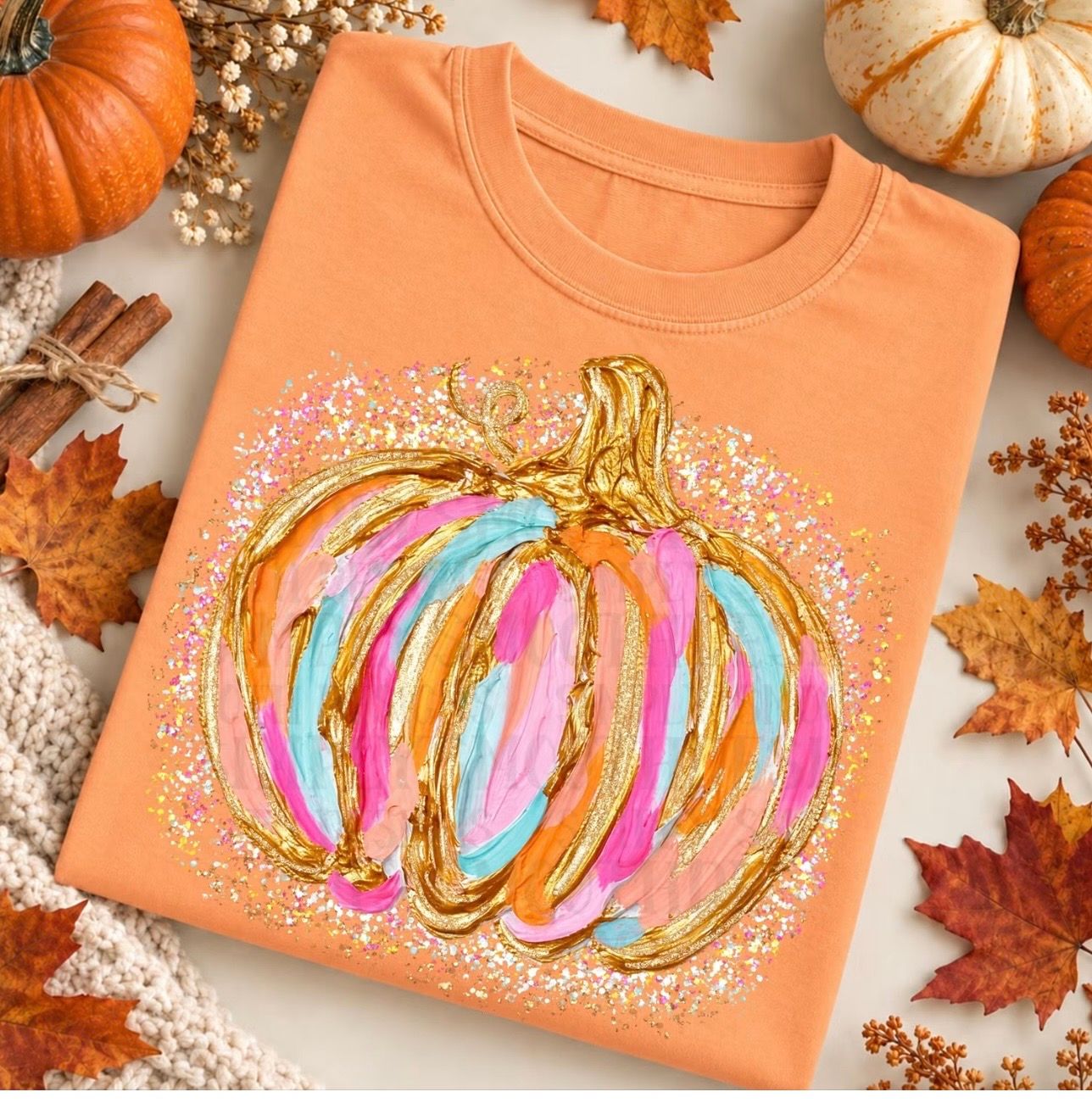Watercolor pumpkin on Comfort Color Tee