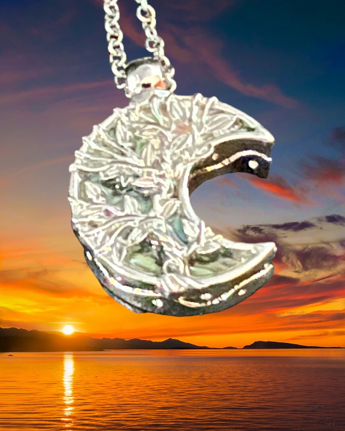 Tree of Life on a Crescent Moon Memorial Pendant