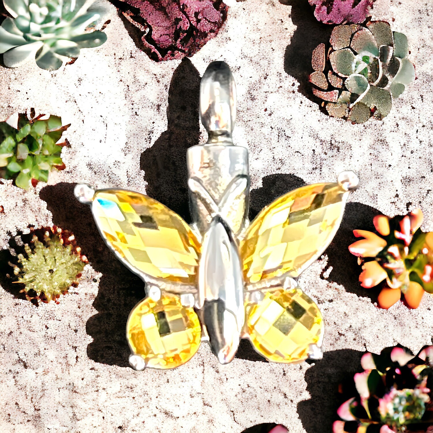 Butterfly Citrine Quartz Crystal Memorial Jewelry