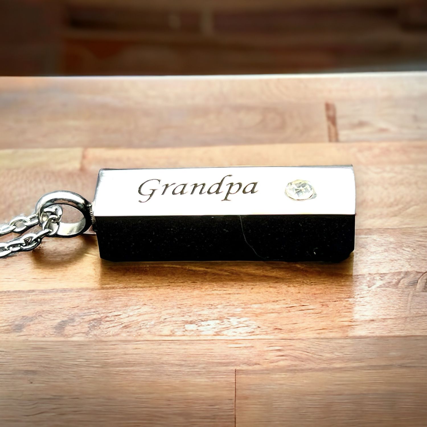 Grandpa Stainless Steel  Bar Urn Pendant/Crystal
