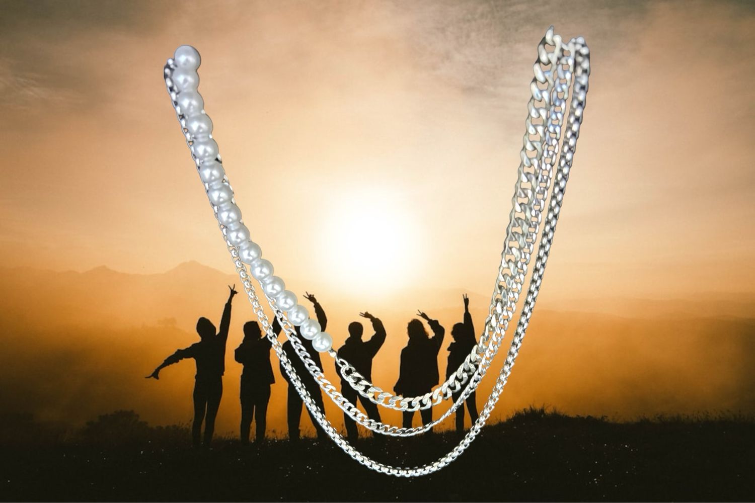 Pearl/chain &amp; Bracelet Combo Plus 2 Chains