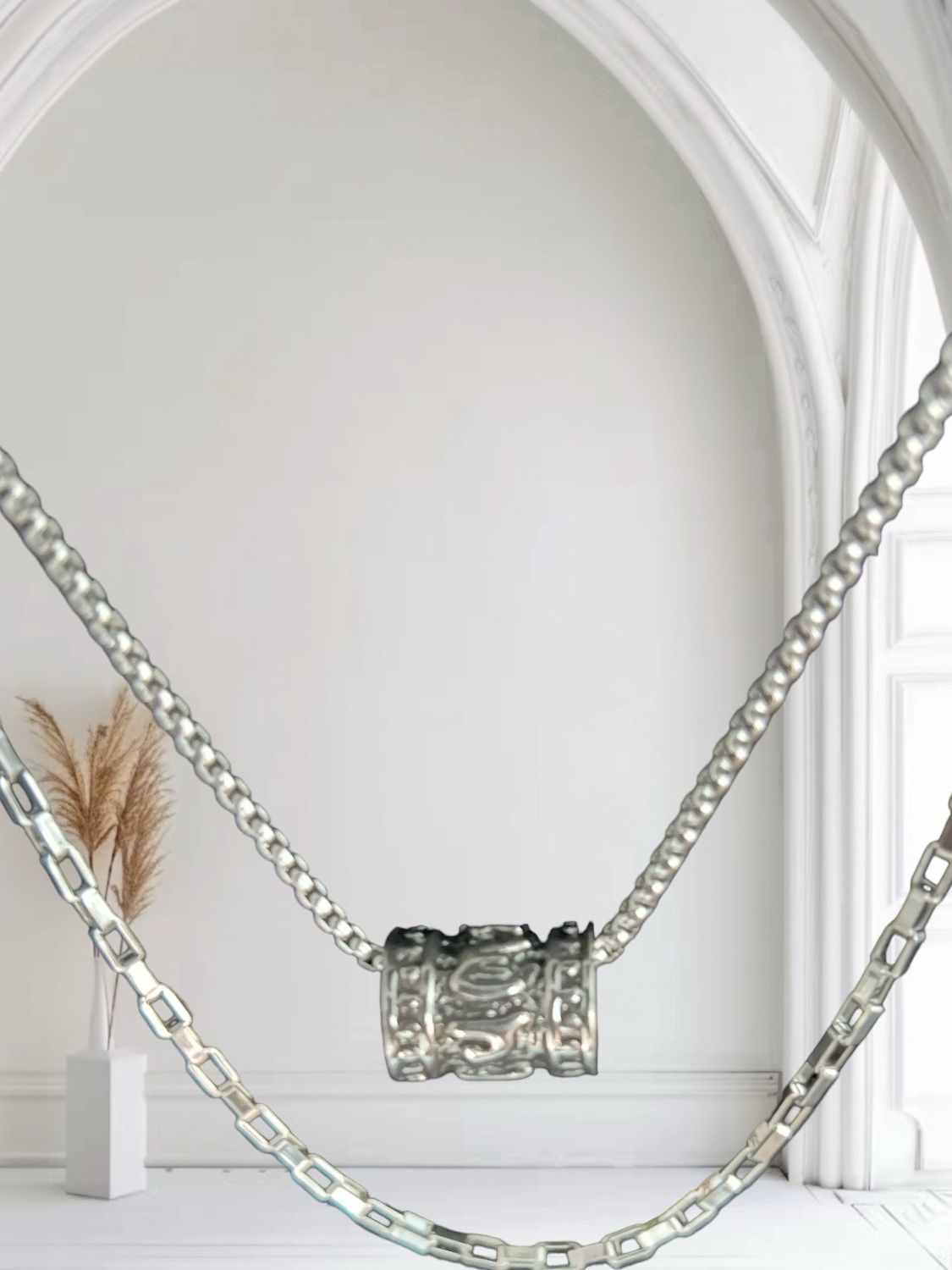 Necklaces Zen Barrel Bead Pendant and Open Chain Nevklace