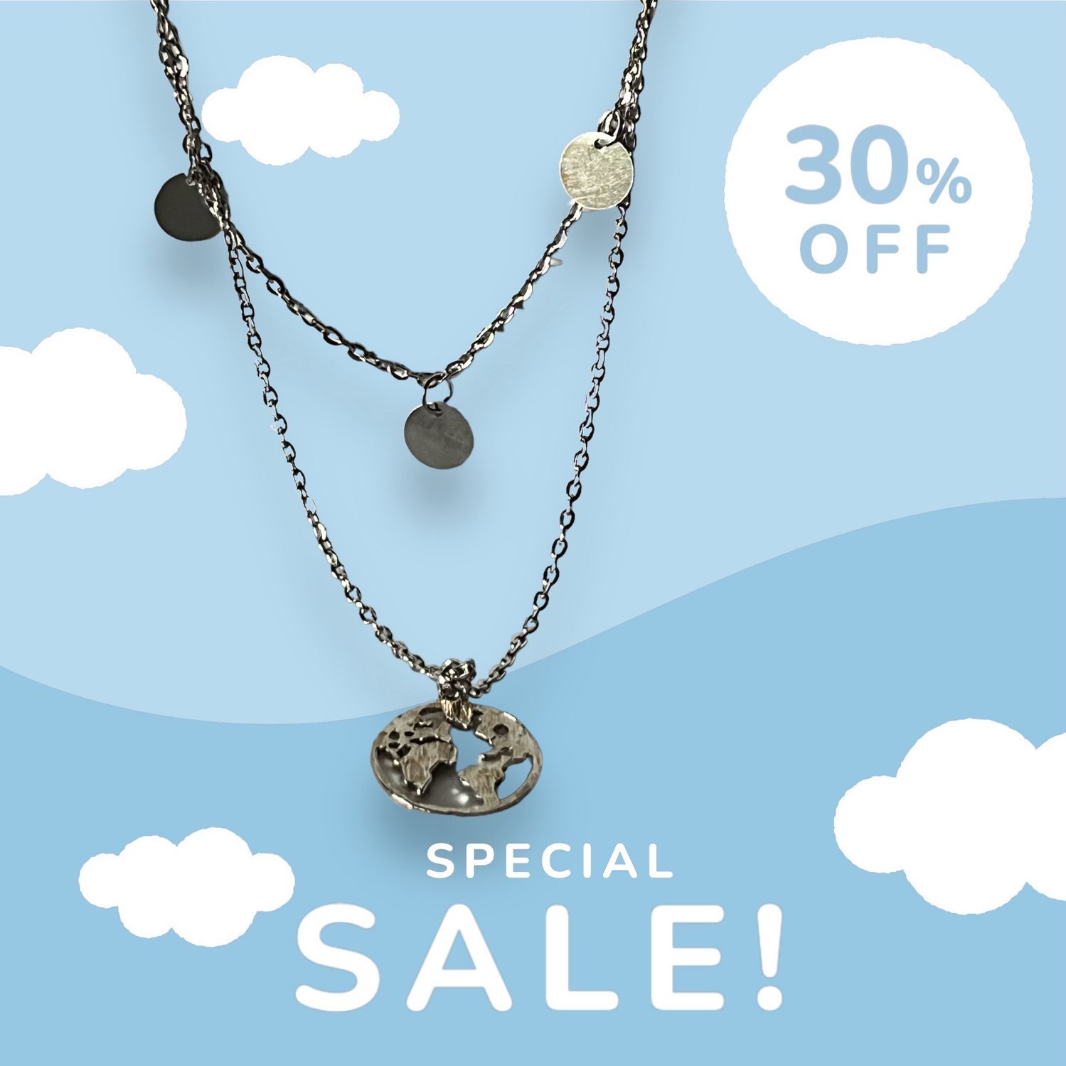 Necklace double layered globe
