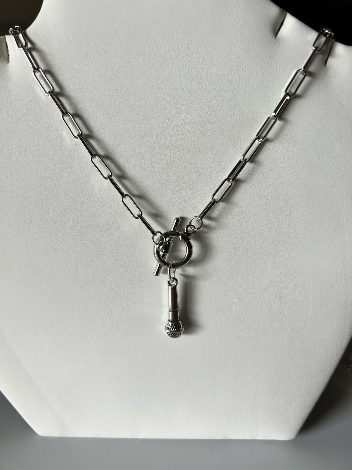 Necklace Paper clip Style/ Microphone Pendant