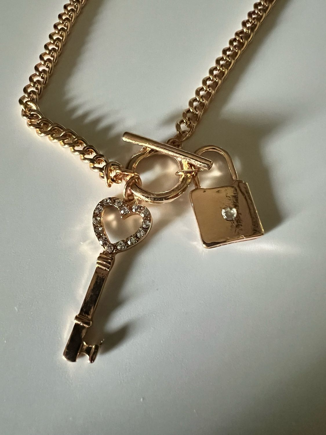 Necklace Lock &amp; Key 18K Gold Plated