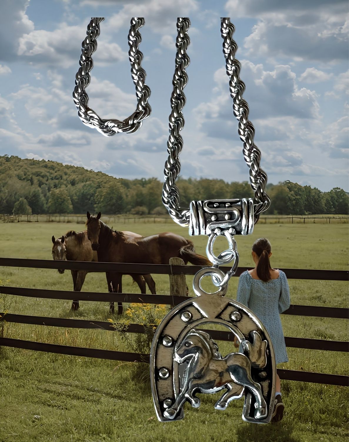 Necklace Stainless Steel / Horseshoe Pendant