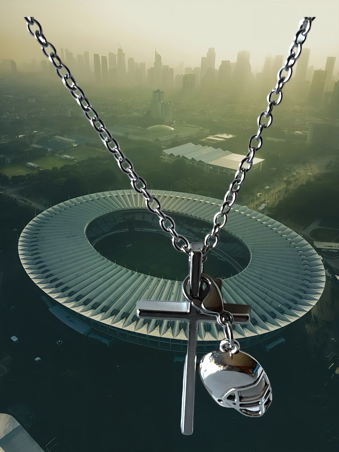 Necklace Stainless Steel Lock / Cross Pendant