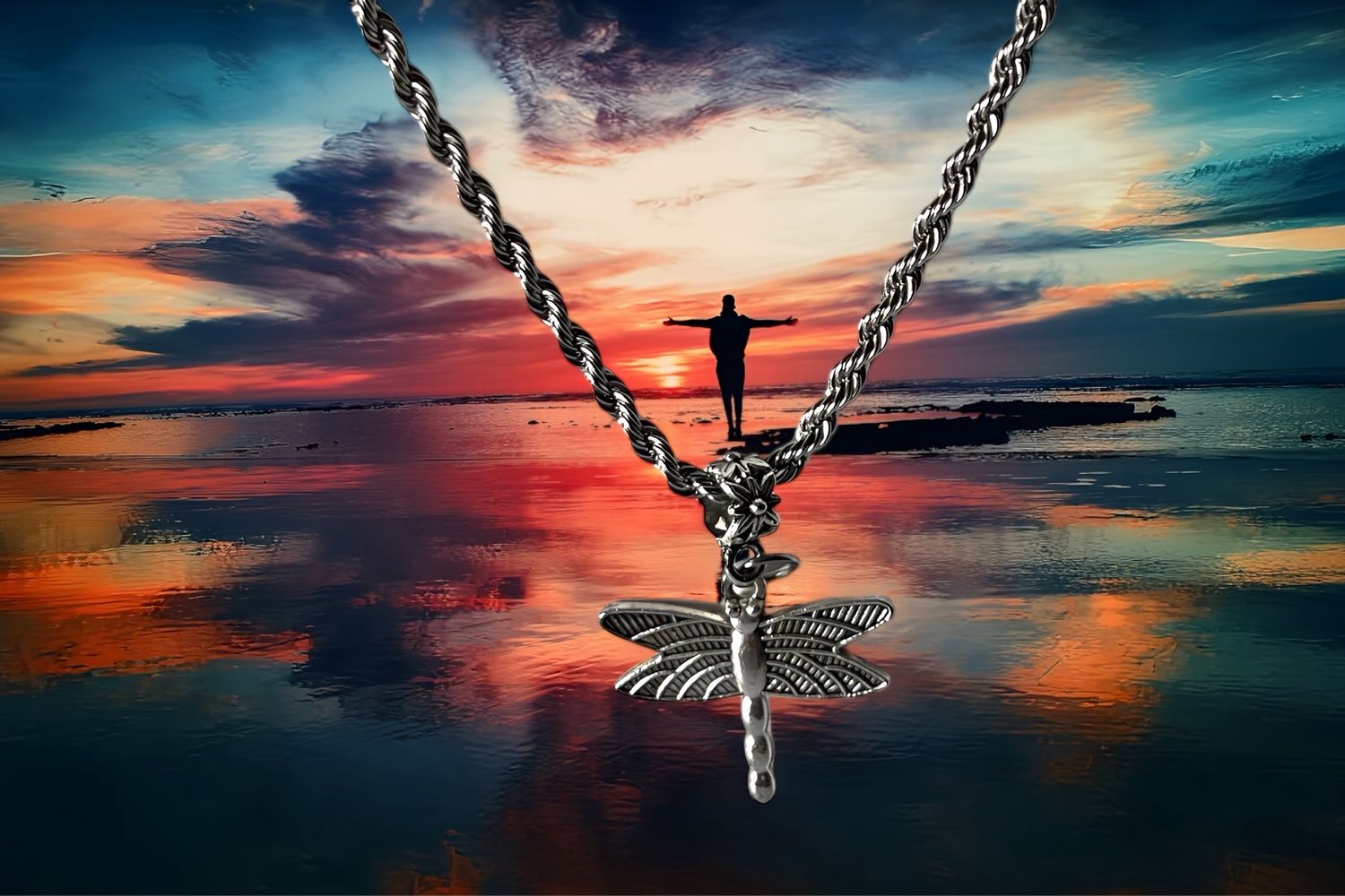 Special Dragonfly Pendant On Stainless Steel Necklace
